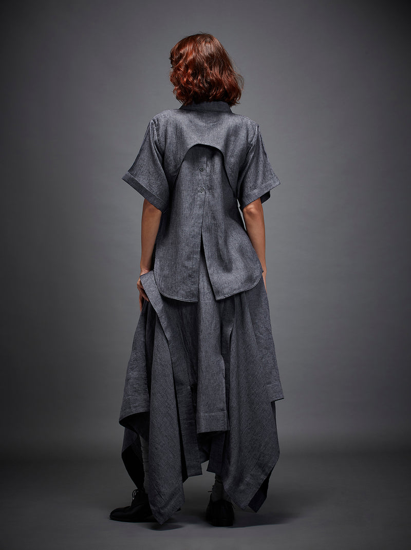 NADIA SHIRT linen by Chola in grey color for women in Singapore