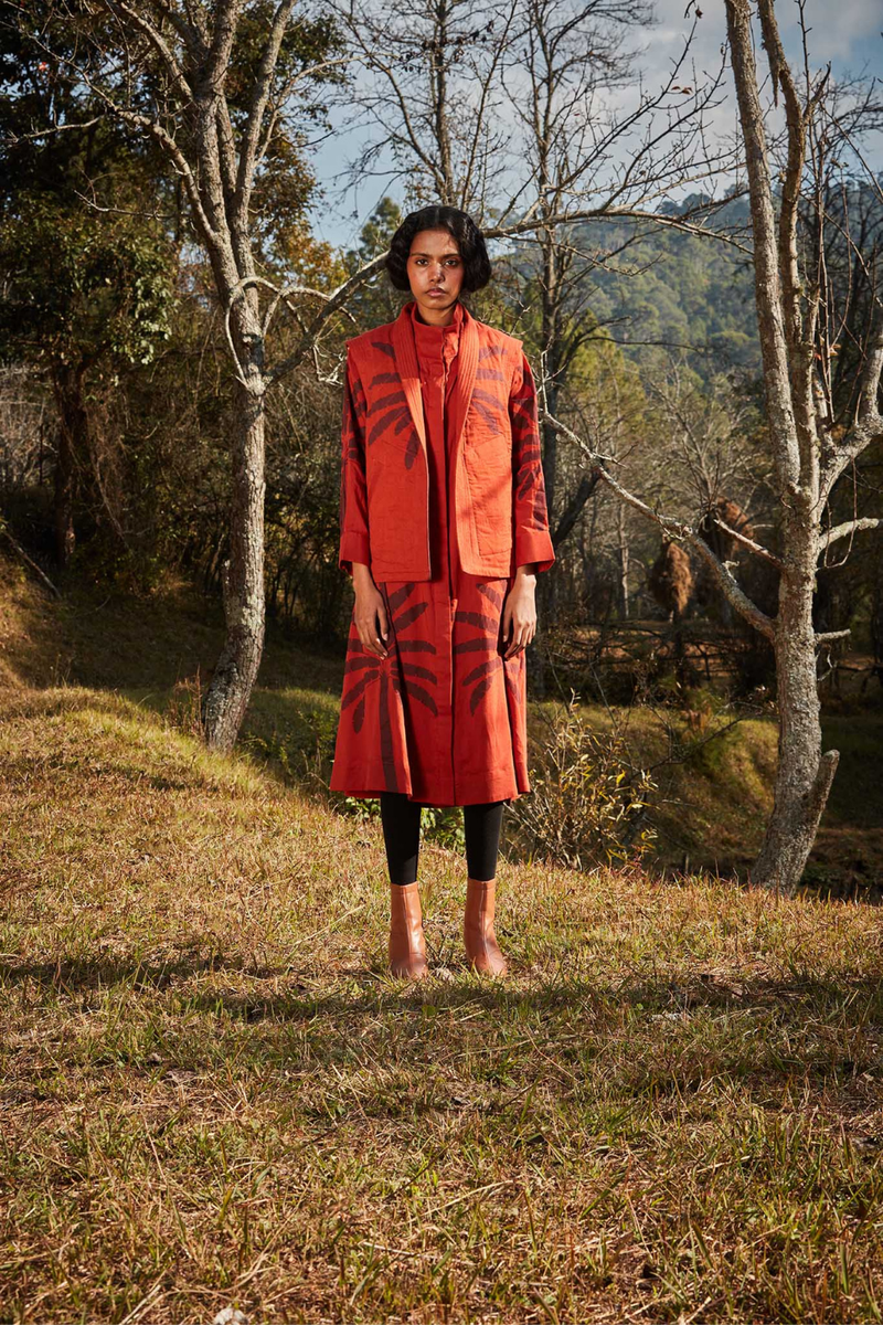 Autumn Blaze Dress cotton by Khara Kapas in red for women in Singapore