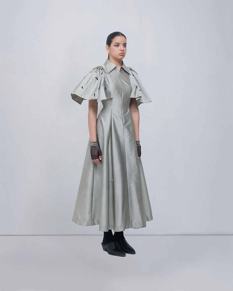 Par Dress viscose by Leh Studios in silver for women in Singapore