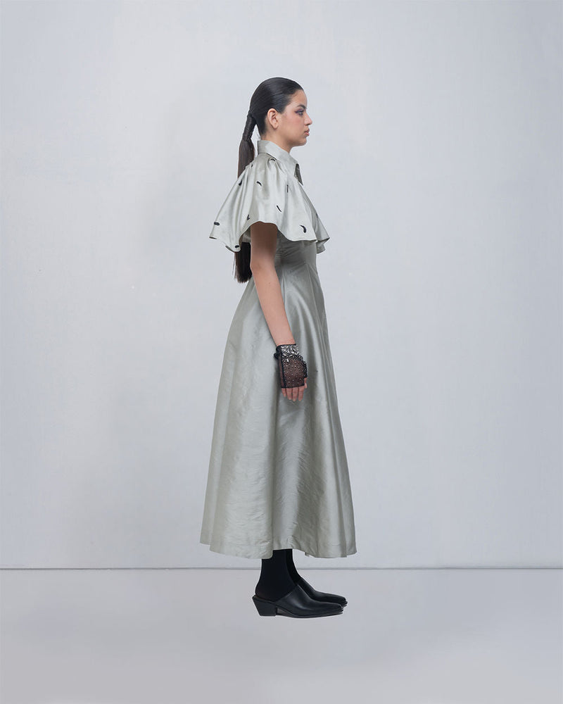 Par Dress viscose by Leh Studios in silver for women in Singapore