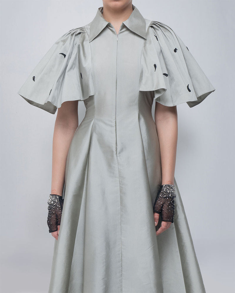 Par Dress viscose by Leh Studios in silver for women in Singapore