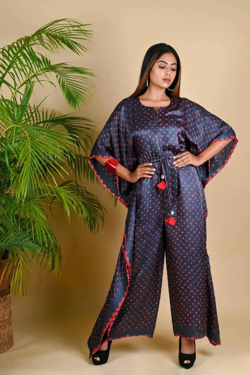 JUMPSUIT-GREY silk by Dyelogue in grey color for women in Singapore