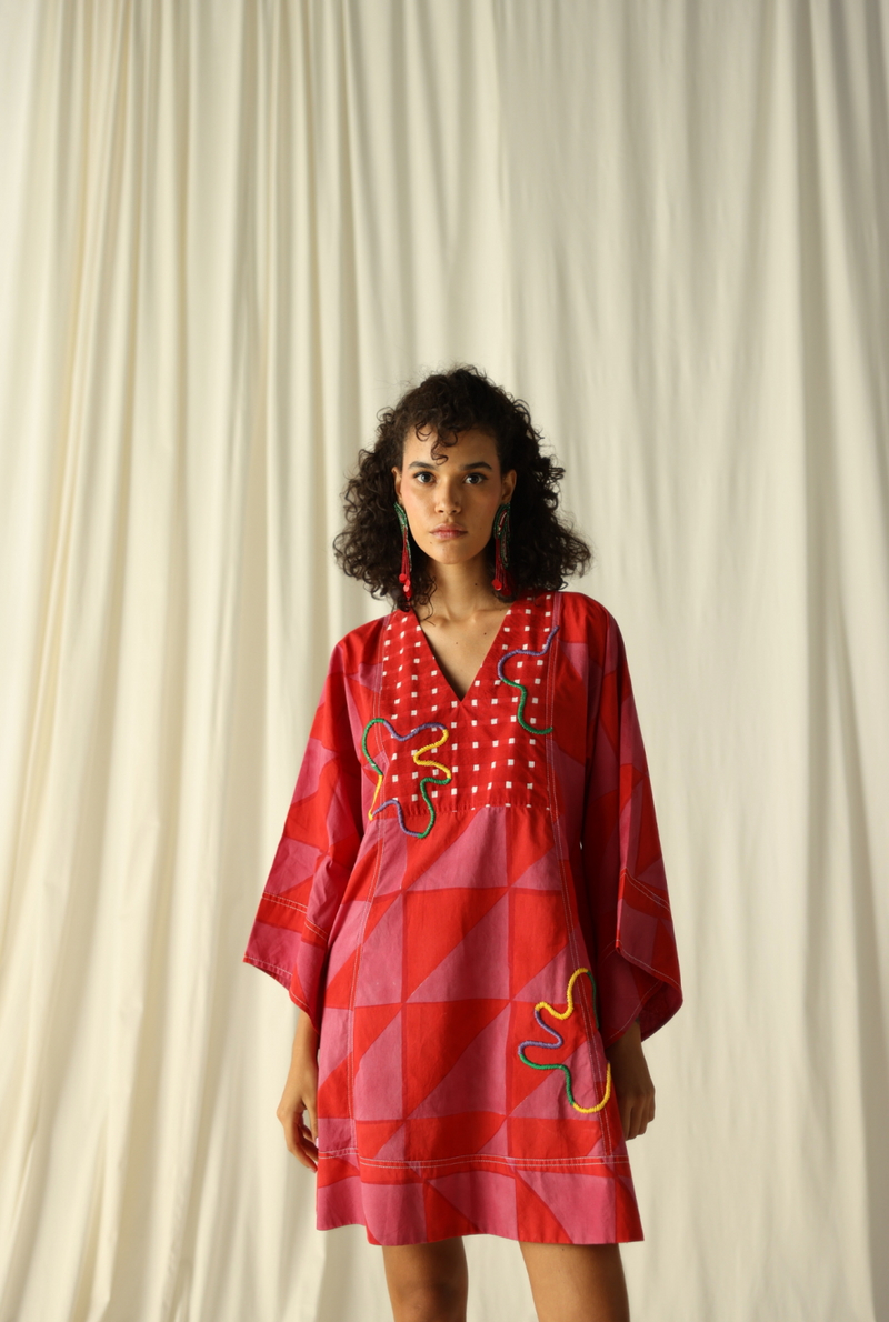 ANDRETTA EMBROIDERED SHIFT DRESS by JodiLife in pink for women in Singapore