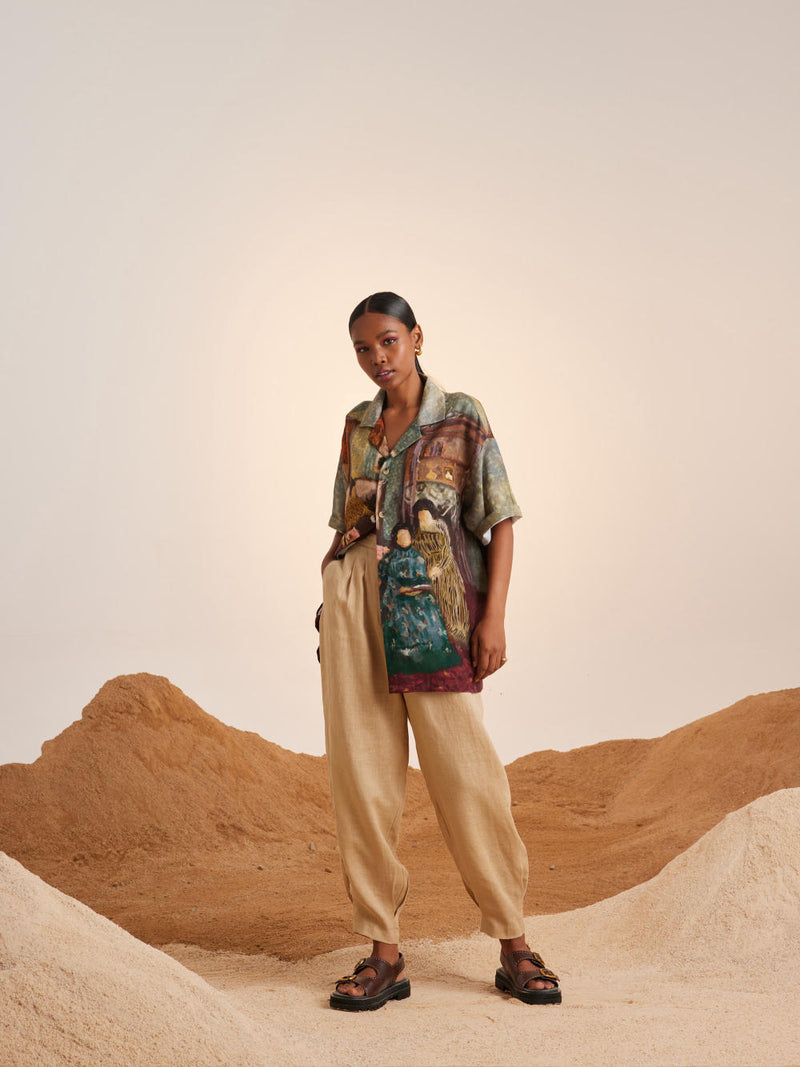 Unisex Oversized Shirt -High Tea linen Top & Tunics,Shirt by CORD for women in Singapore