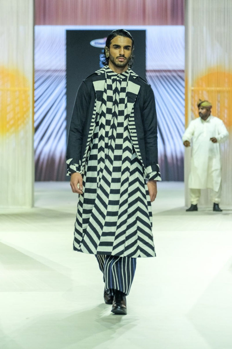 Unisex Ayna Anarkali cotton by Ka-Sha in black color for women in Singapore