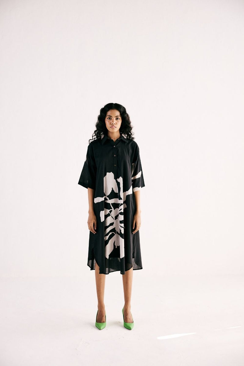 CLEO FLORA DRESS cotton by Khara Kapas in black for women in Singapore