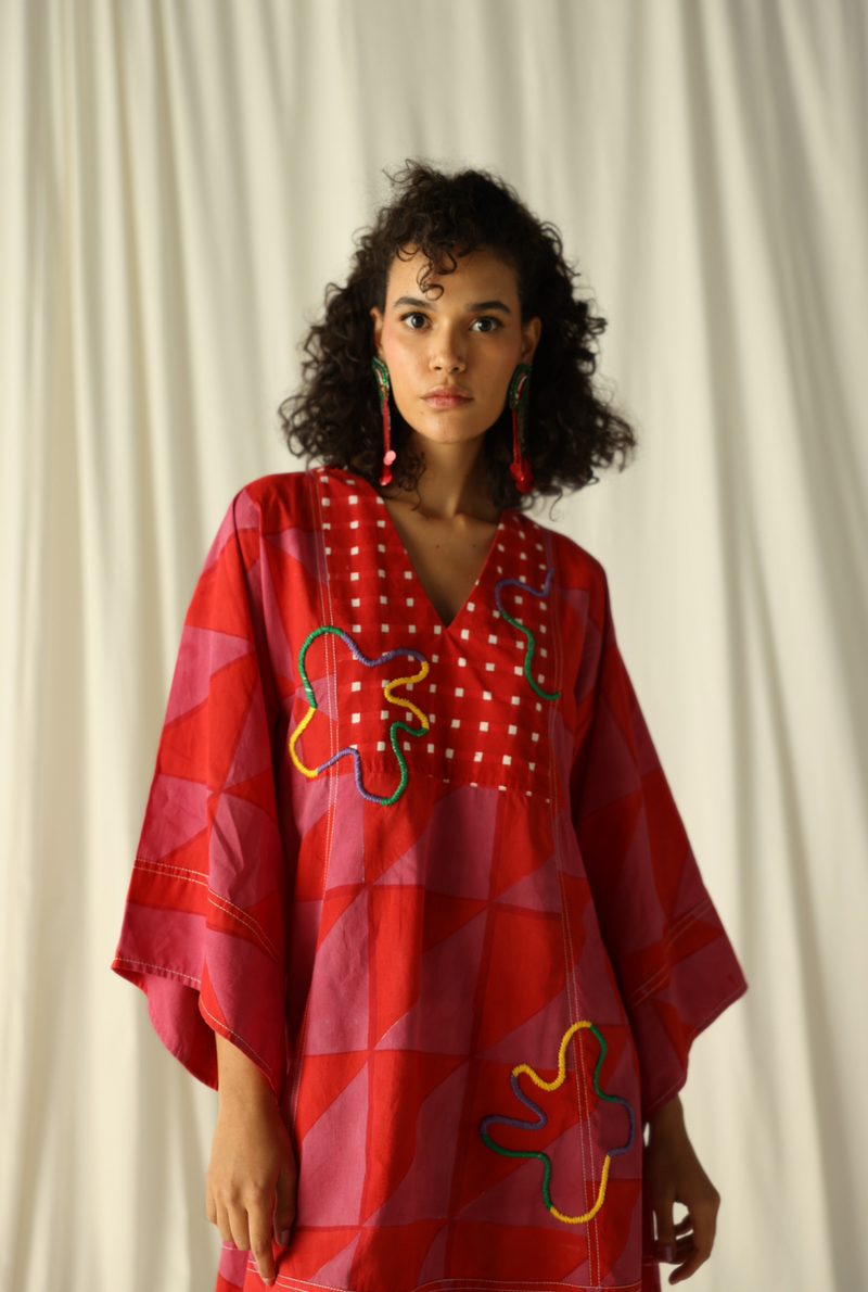 ANDRETTA EMBROIDERED SHIFT DRESS by JodiLife in pink for women in Singapore
