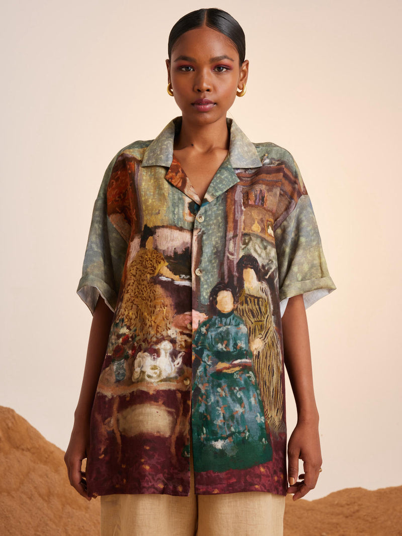 Unisex Oversized Shirt -High Tea linen Top & Tunics,Shirt by CORD for women in Singapore