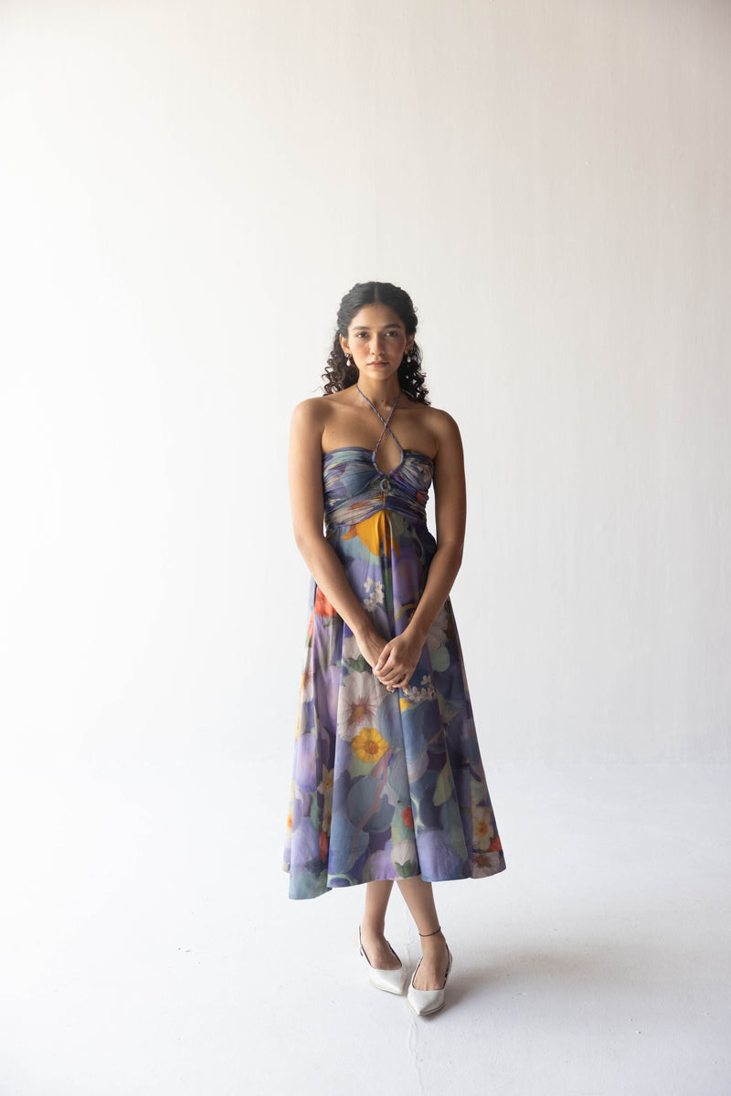 BLUEBERRY GROVE DRESS by Yam in blue color for women in Singapore