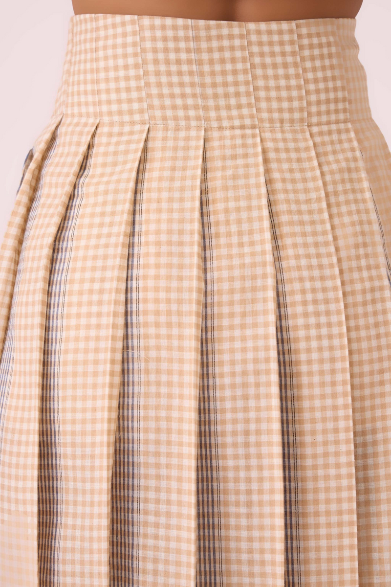 Mikhail Beige Handwoven Skirt cotton by The Summer House in beige color for women in Singapore