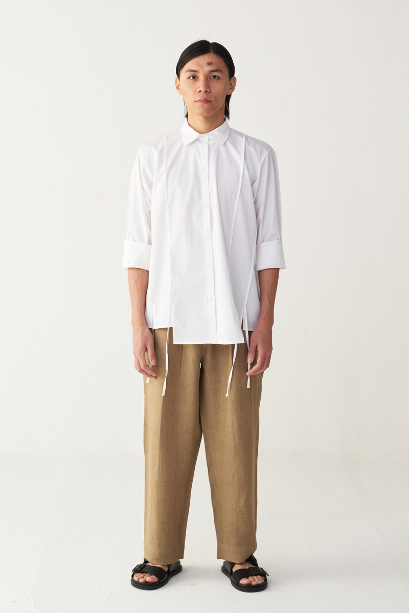 MULTI PANEL SHIRT poplin by THREE Men in white color for men in Singapore