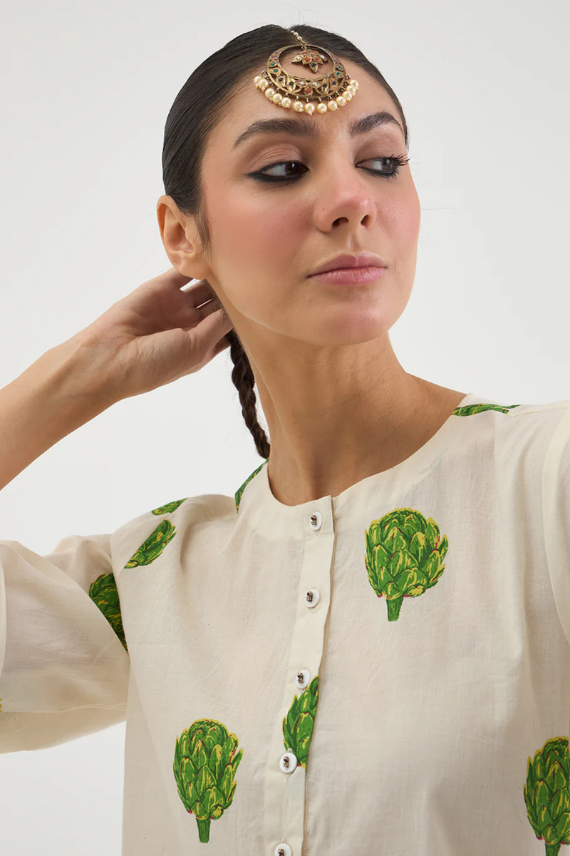 OFF WHITE ARTICHOKE SET cotton by AAVIDI in white color for women in Singapore