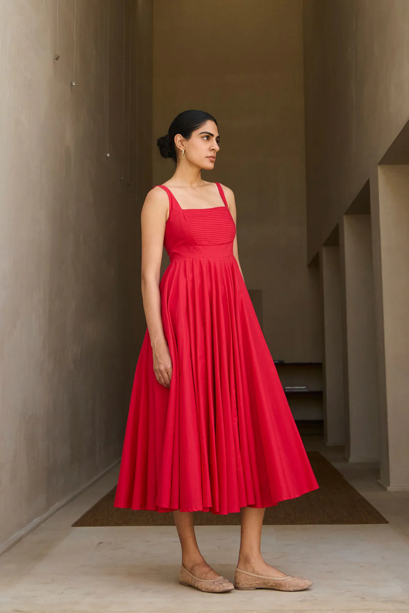Manoor Red Organic Cotton Dress cotton by The Summer House for women in Singapore