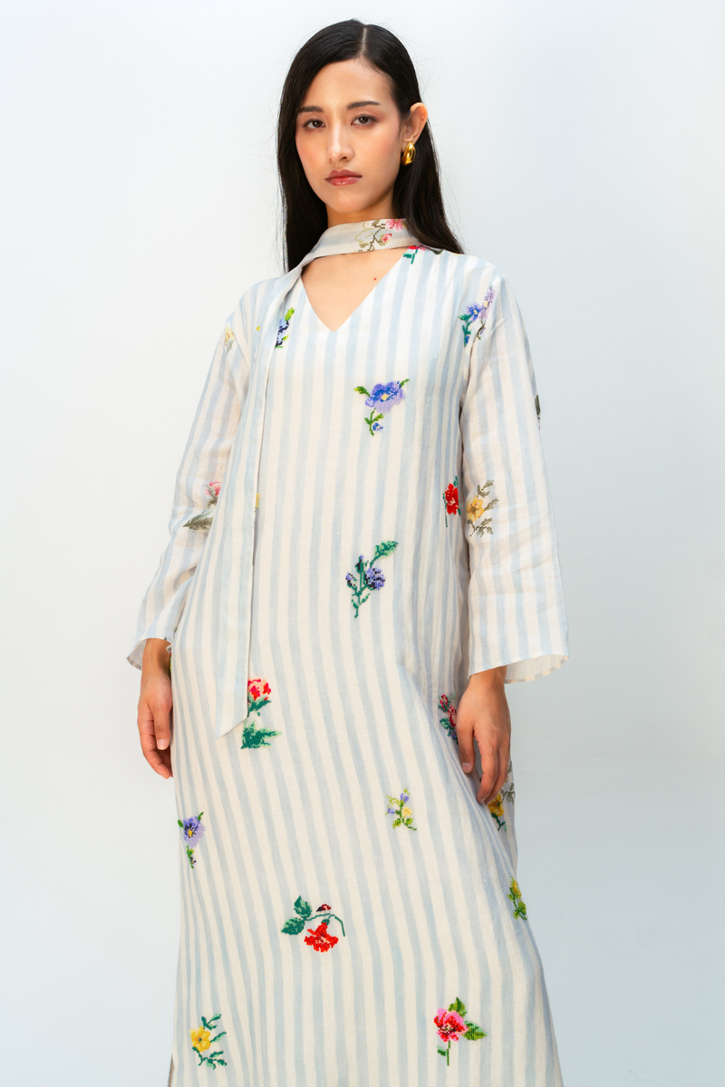 SWEETHEART DRESS linen dress by Ode to Odd in blue for women in Singapore