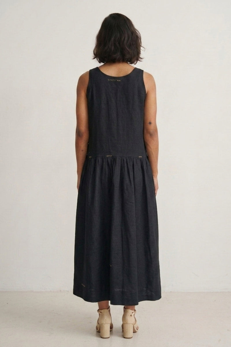 Susan Noir Dress hemploop, lyocell dress by Doodlage in black for women in Singapore