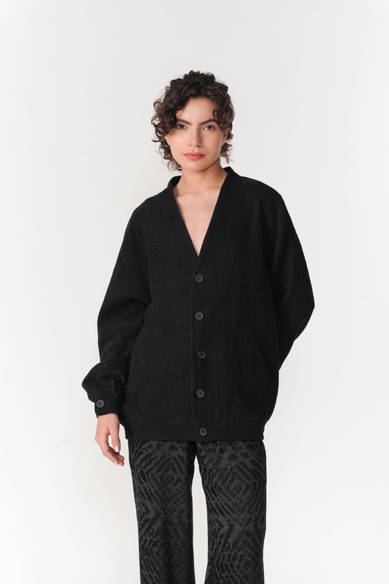 Oru Cardigan jacket/overlay by Turn Black in black for women in Singapore