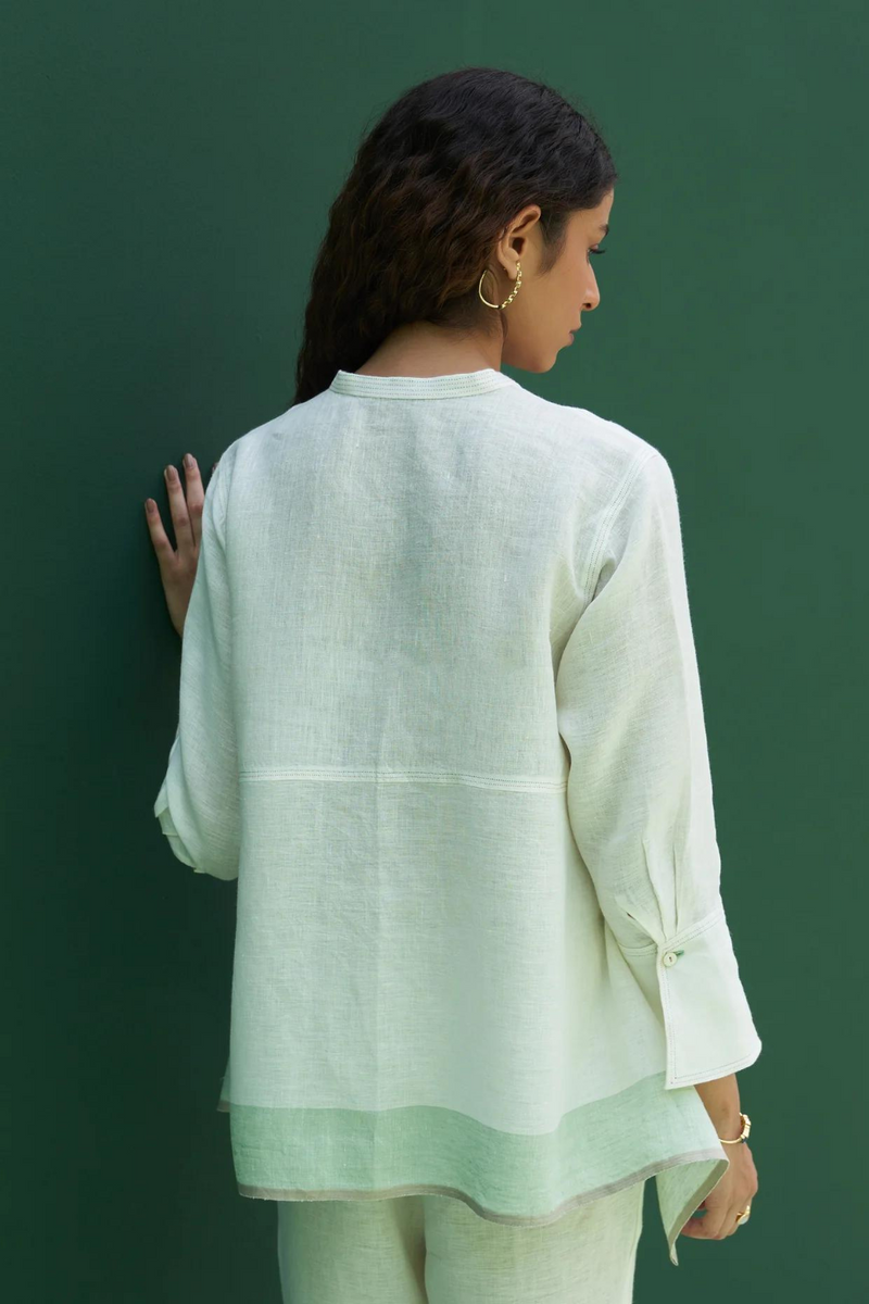 Yoshi Border Linen Top
- Ivory linen by Manan in ivory color for women in Singapore