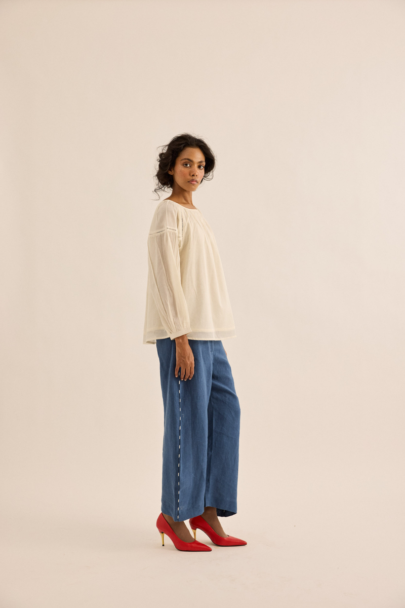 Pumice Top mul top/shirt by Khara Kapas in ivory for women in Singapore