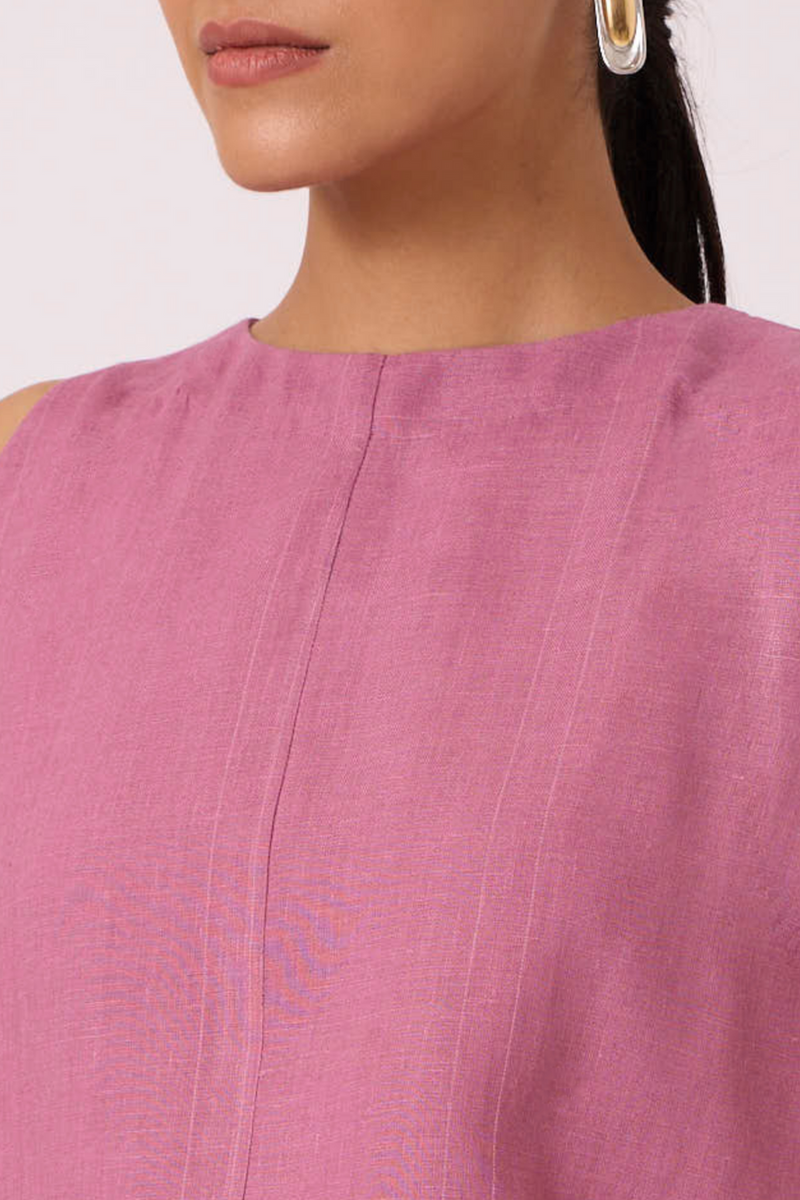Eyre Lilac Linen Top linen by The Summer House in mauve color for women in Singapore