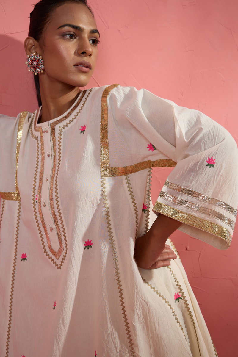 Lotus Blush Set cotton cambric light kurta set by AAVIDI in multicolor for women in Singapore