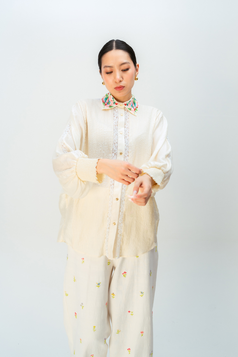 DREAM HOUR SHIRT silk top/shirt by Ode to Odd in off white for women in Singapore