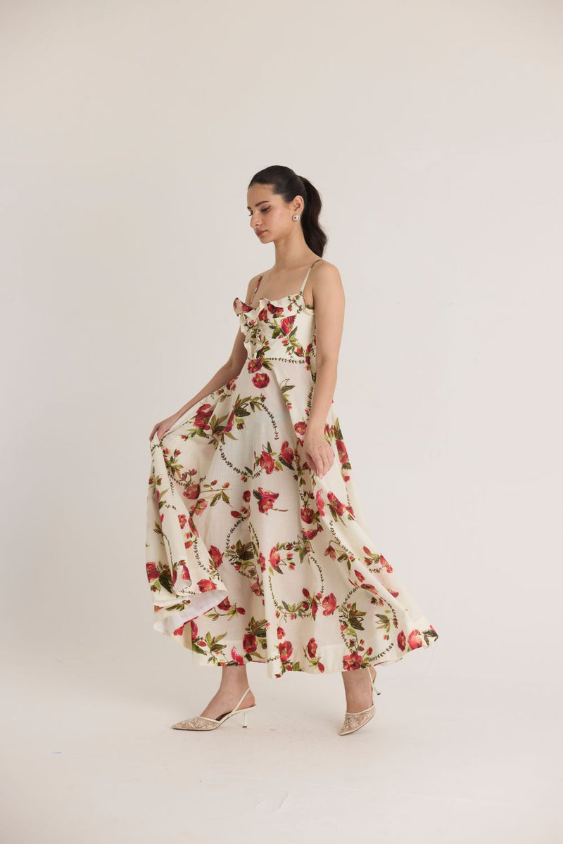 ROSITA COTTON FRILL DRESS cotton by Yam in white color for women in Singapore