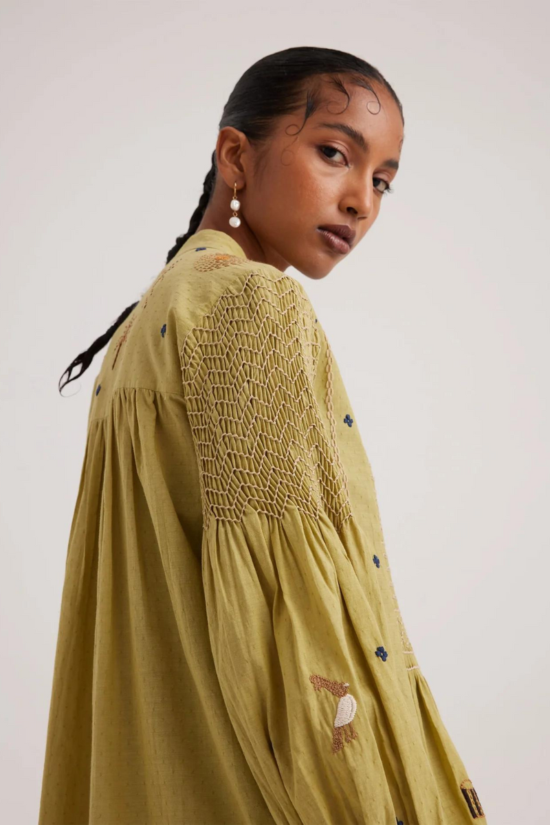Porto Top-Folk Green cotton by CORD for women in Singapore