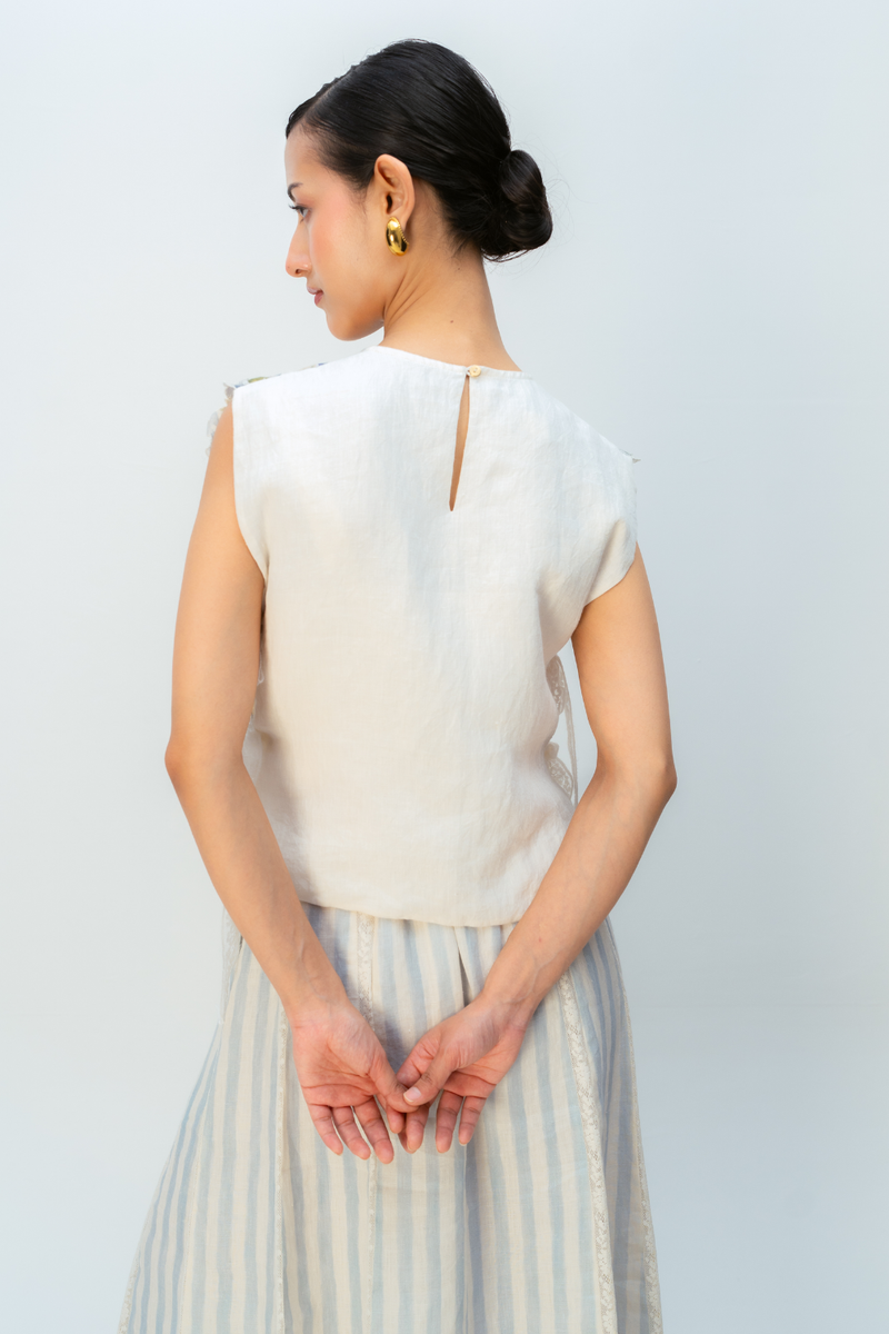 MORNING DEW BIB linen jacket/overlay by Ode to Odd in multi for women in Singapore