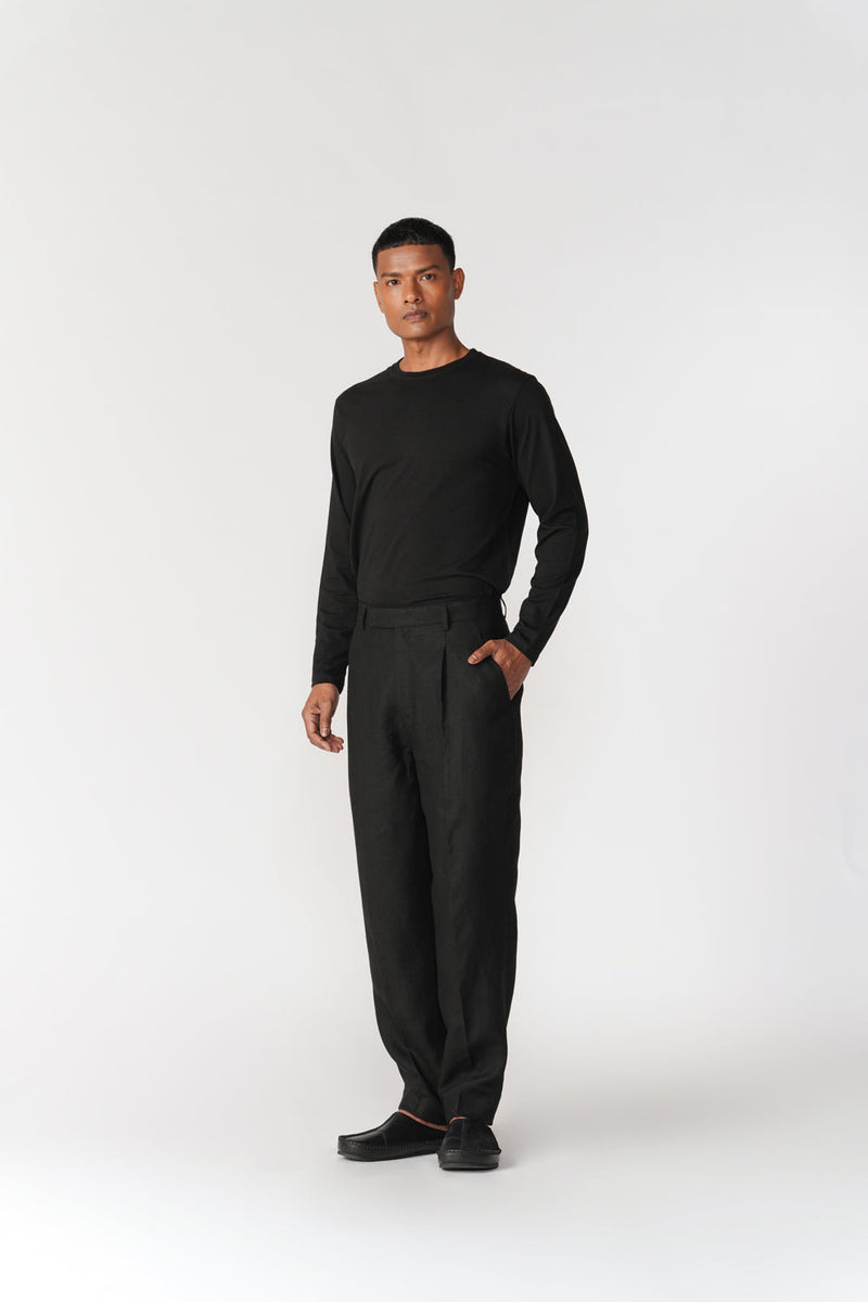 Mid Waist Tapered Pants pant/trouser by Turn Black in black for men in Singapore