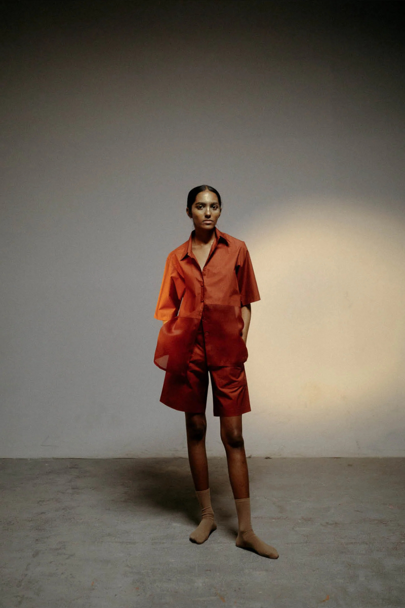 ANANDA ORGANZA SHORT SET organza Buy ANANDA ORGANZA SHORT SET from C&W | Co-Ord Sets for Women by Ituvana in rust color for women in Singapore