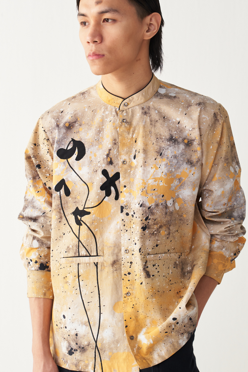PAINTER POPPY APPLIQUE SHIRT poplin by THREE Men for men in Singapore