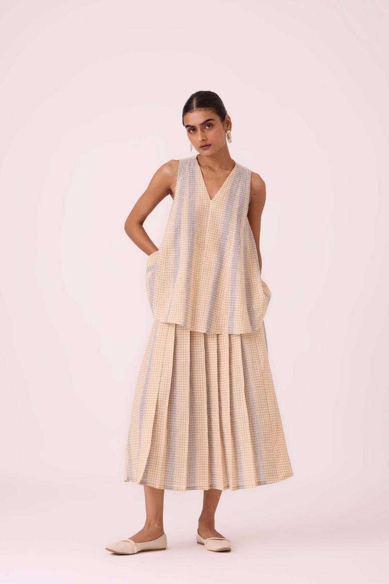 Nastasya Beige Handwoven Top cotton by The Summer House in beige color for women in Singapore