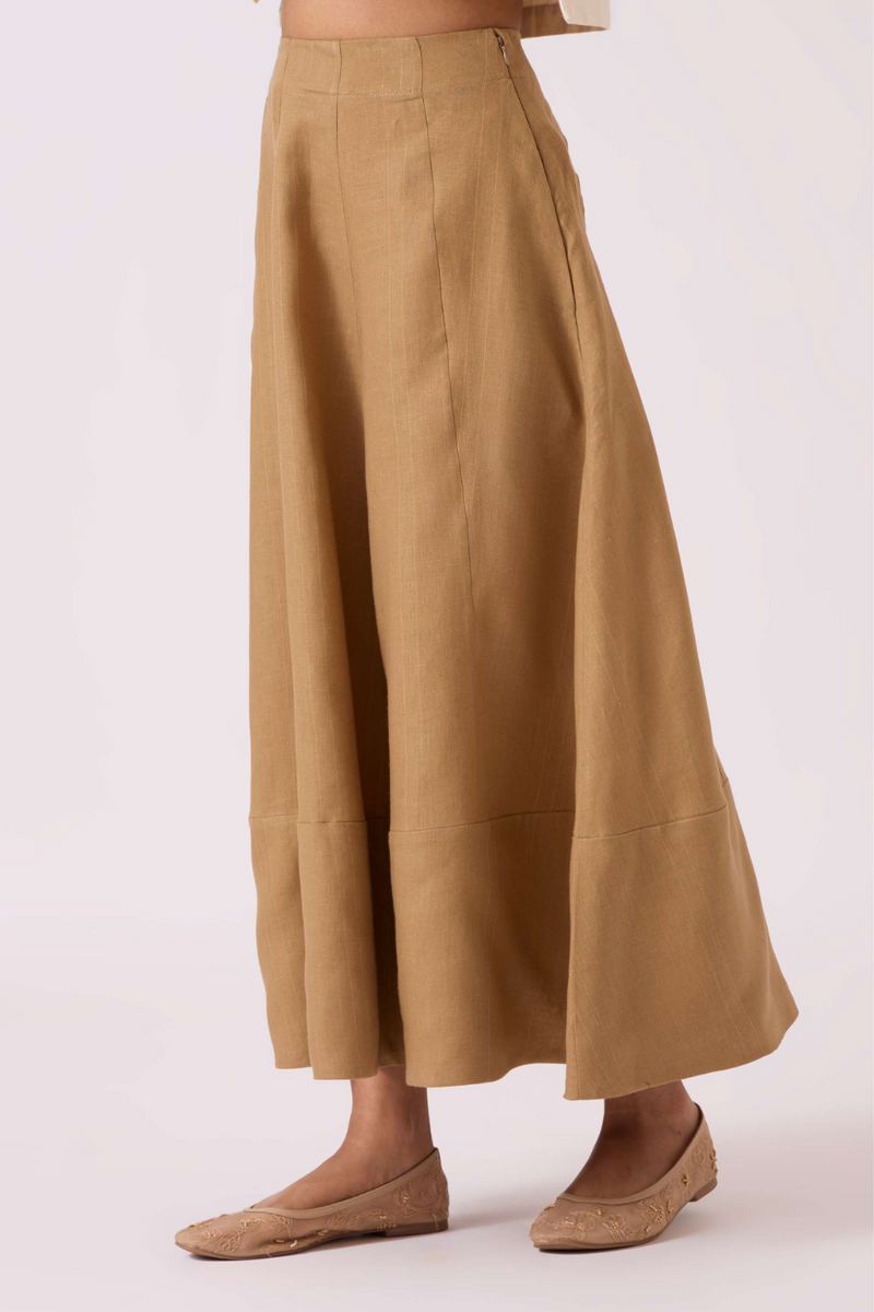Marner Tan Linen Skirt linen by The Summer House for women in Singapore