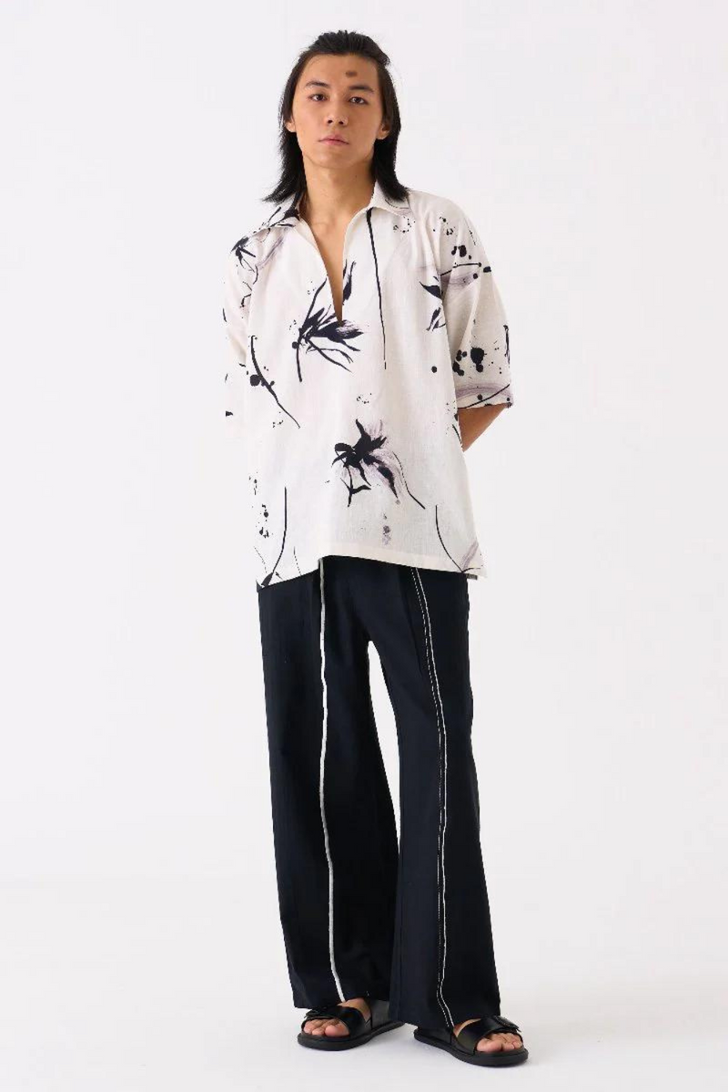 FLORAL RESORT WEAR SHIRT - WHITE by THREE Men for men in Singapore