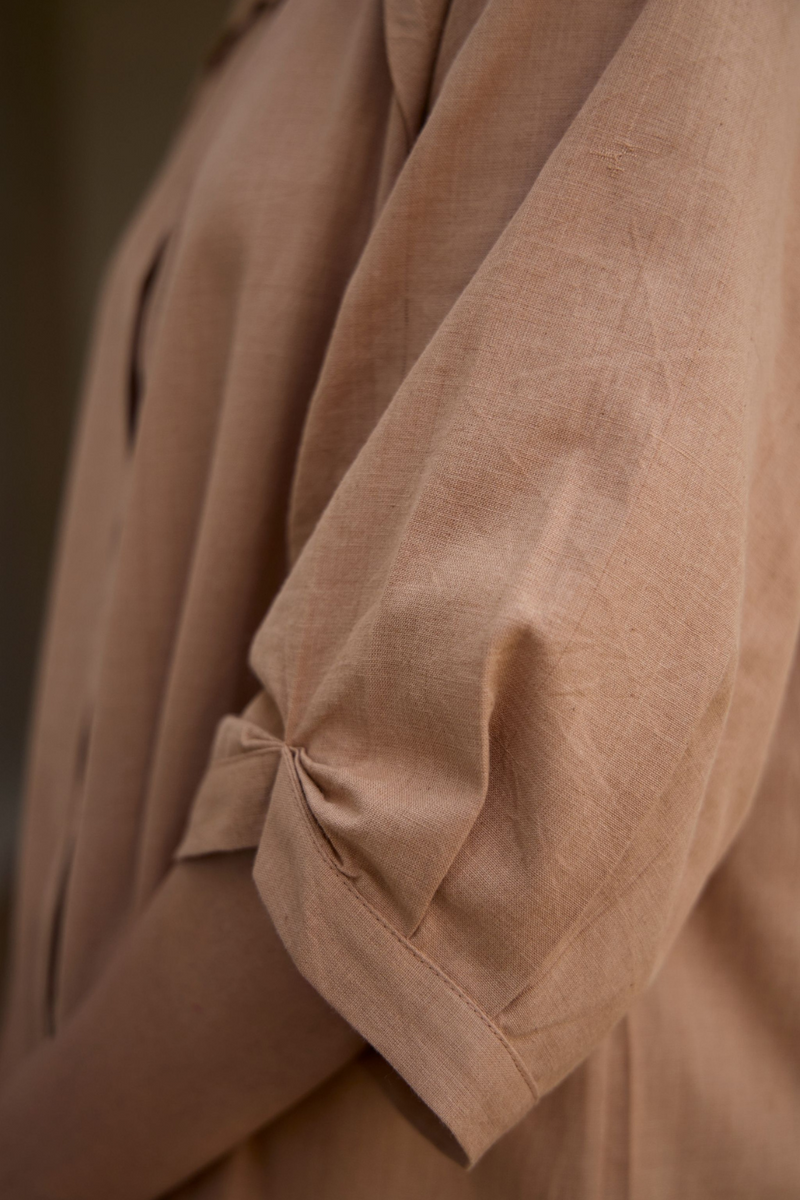 Brabourne Handwoven Brown Co-ord Set cotton by The Summer House in brown color for women in Singapore