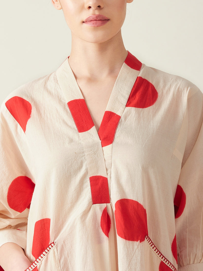 Polka Kurta Set cotton Light Kurta Sets by Aavidi in white color for women in Singapore