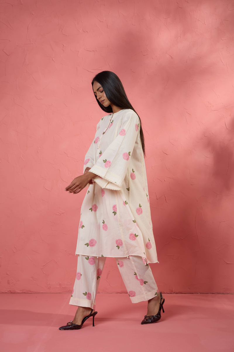 Gul Rose Set 1 cotton cambric light kurta set by AAVIDI in multicolor for women in Singapore