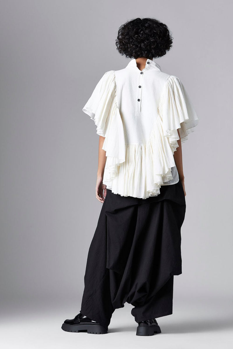 CRESCENT SHIRT cotton Tops and Shirts by Chola in white color for women in Singapore
