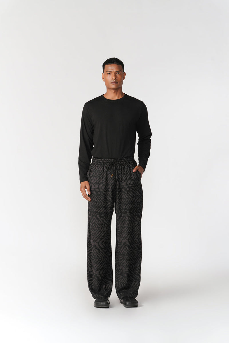 Jacquard Lounge Pants pant/trouser by Turn Black in black for men in Singapore