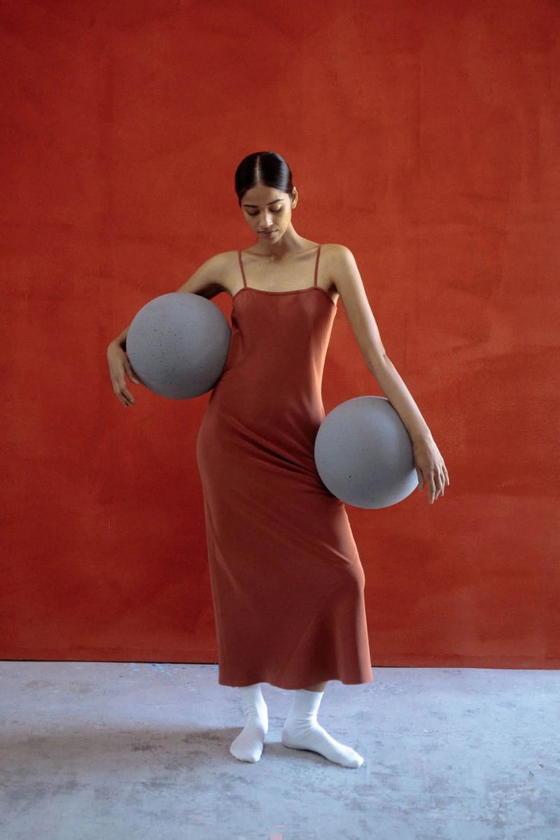 SAKTI SLIP DRESS silk Buy SAKTI SLIP DRESS from C&W | Dresses for Women by Ituvana in rust color for women in Singapore
