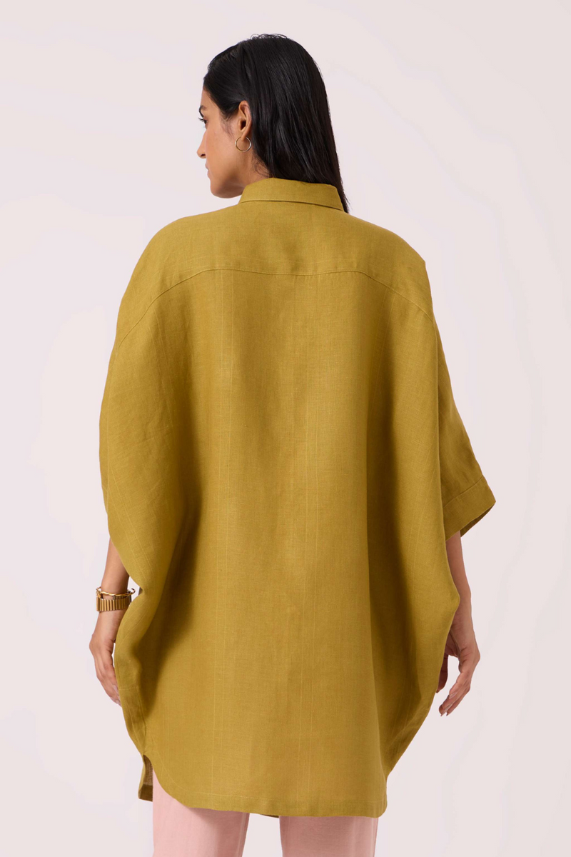 Perico Olive Linen Shirt linen by The Summer House in olive color for women in Singapore