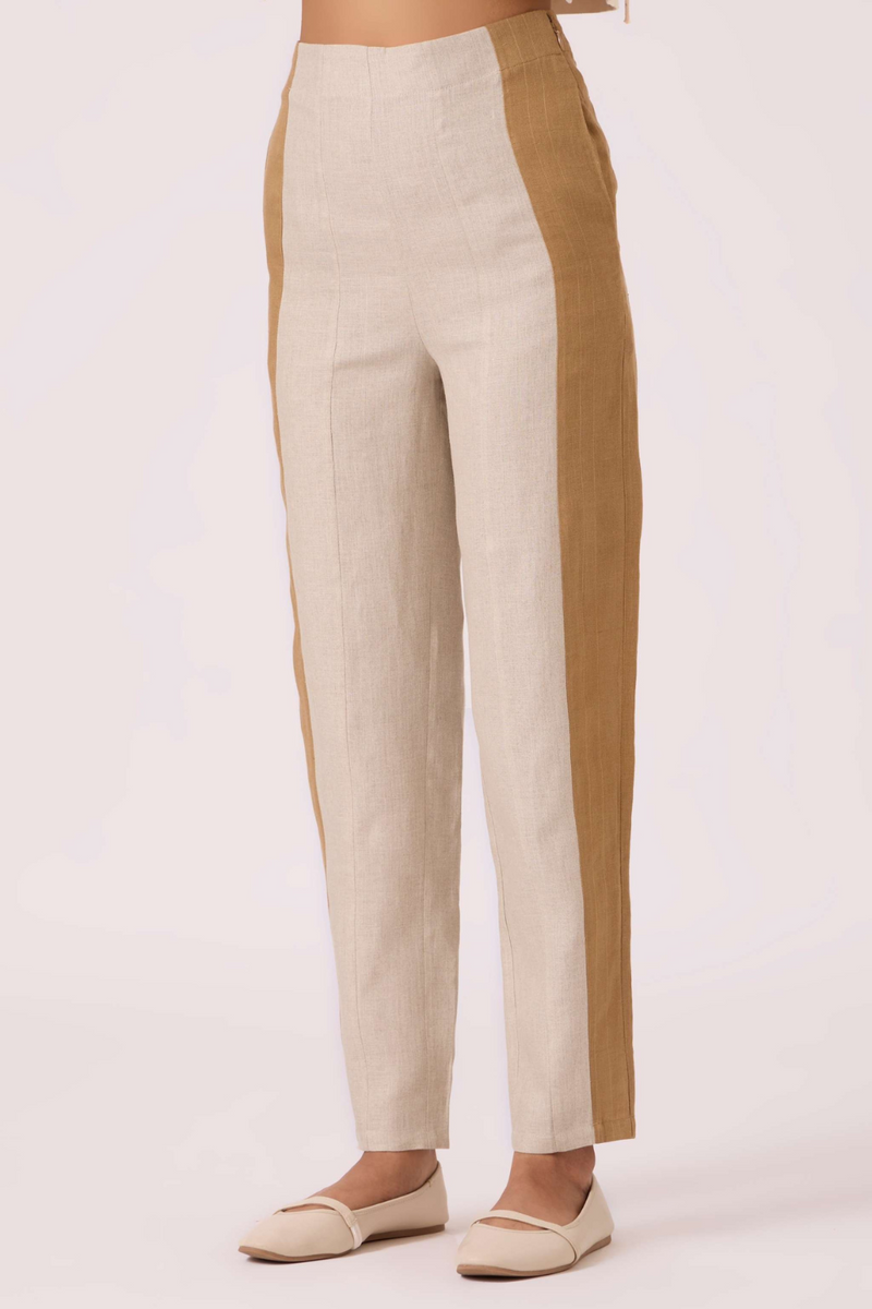 Tamara Linen Panelled Pants linen by The Summer House in blue color for women in Singapore