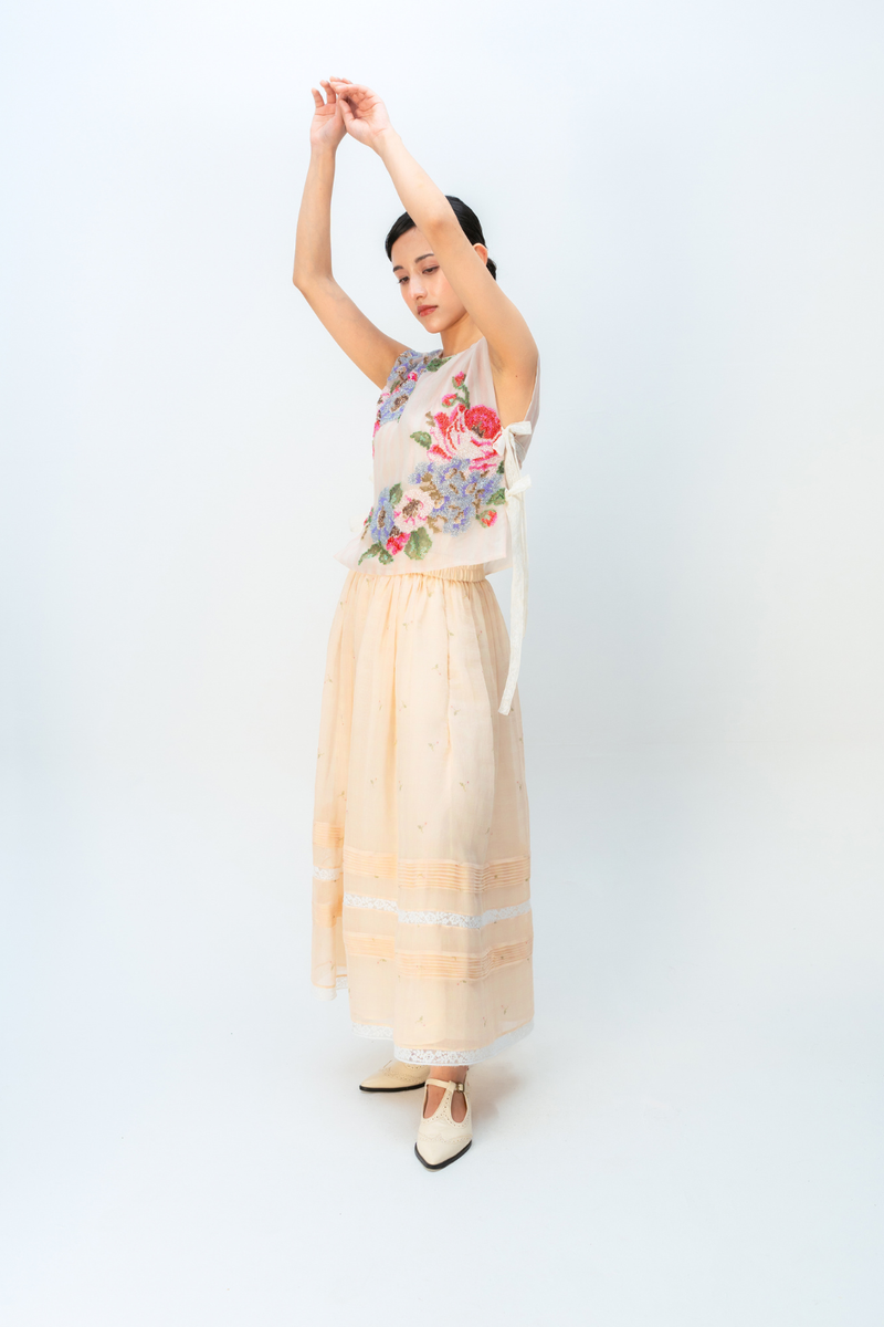 WILD MOSS BIB silk organza jacket/overlay by Ode to Odd in blush pink for women in Singapore