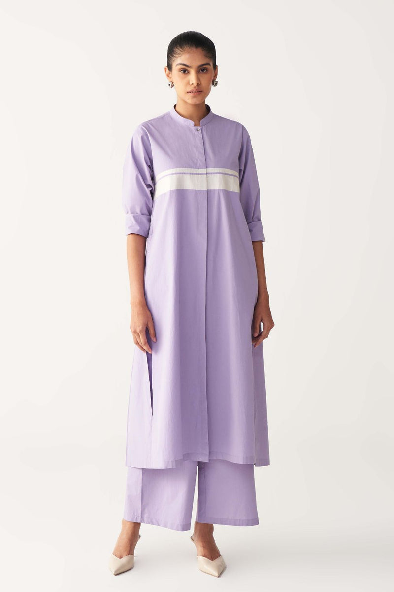 BACK PLEAT JACKET-LAVENDER poplin by THREE for women in Singapore