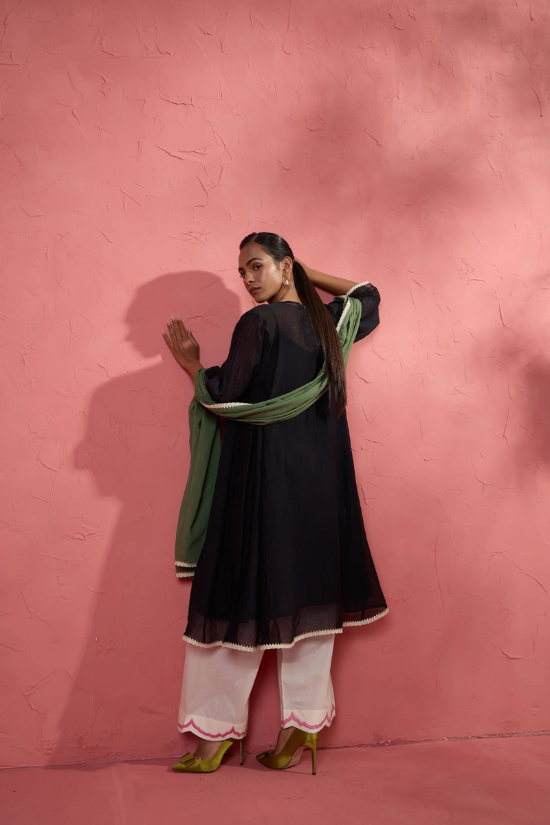 Green Zoya Dupatta cotton cambric dupatta by AAVIDI for women in Singapore