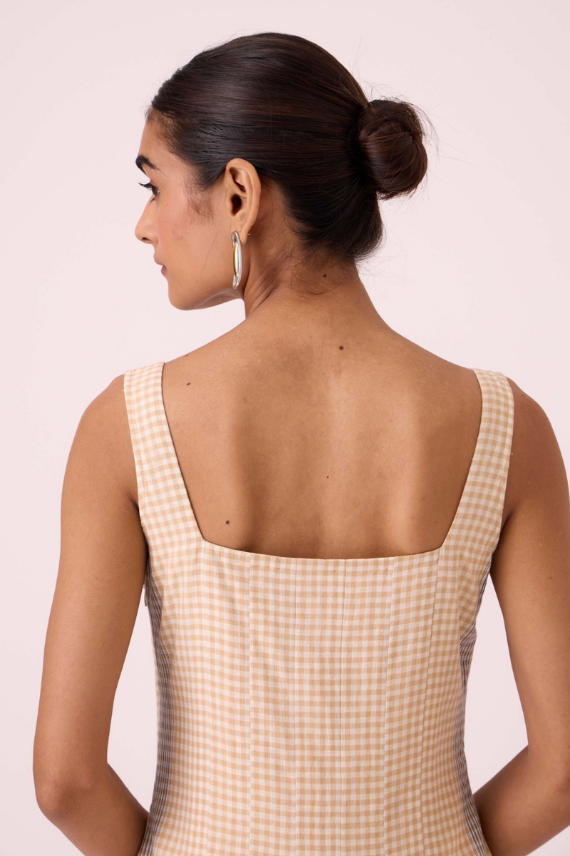 Bosie Beige Handwoven Dress cotton by The Summer House in pink color for women in Singapore
