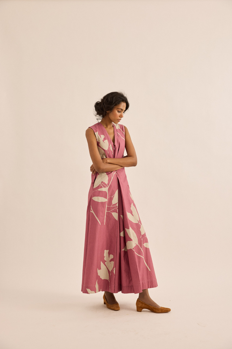 Dalia Jumpsuit oxford jumpsuit by Khara Kapas in rose pink for women in Singapore