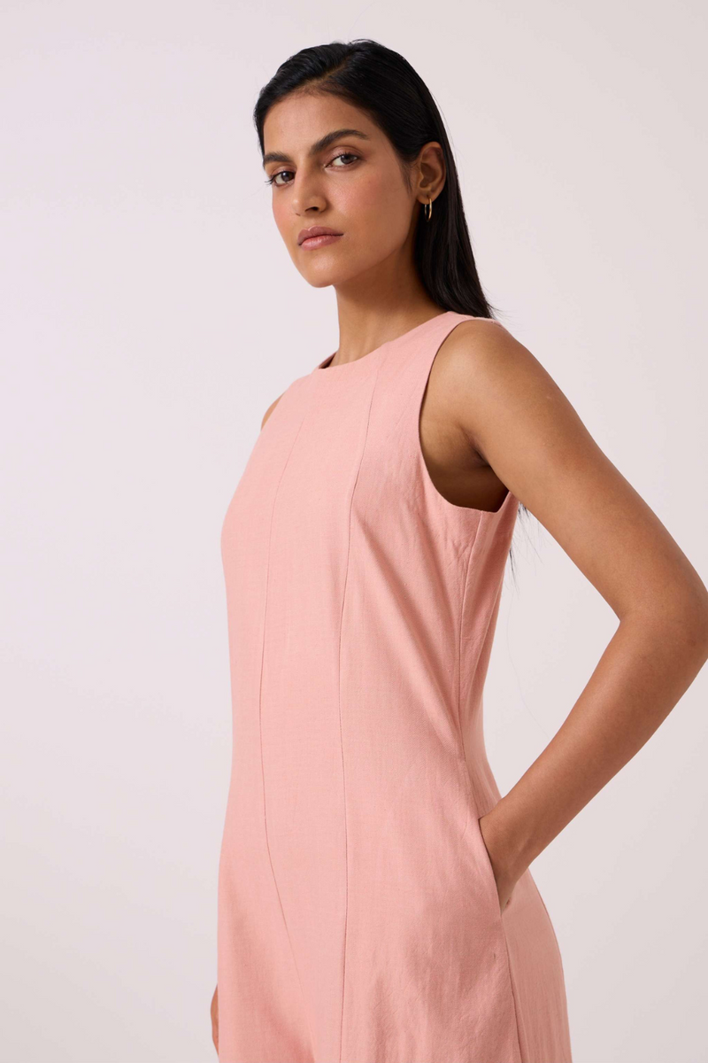 Vronsky Pink Handwoven Jumpsuit cotton by The Summer House in blue color for women in Singapore