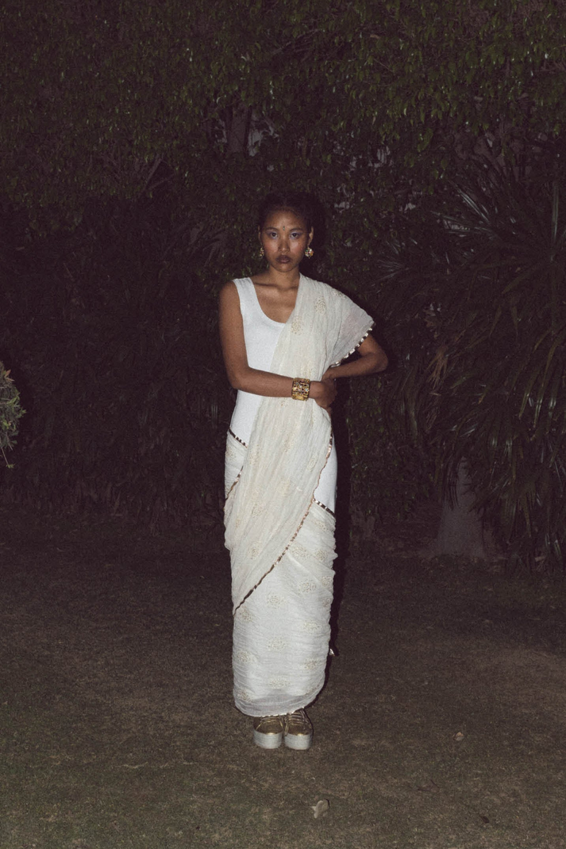 NAVA EMBROIDERED SARI DRESS 100% cotton Buy NAVA EMBROIDERED SARI DRESS from C&W | Dresses for Women by Ituvana in black color for women in Singapore