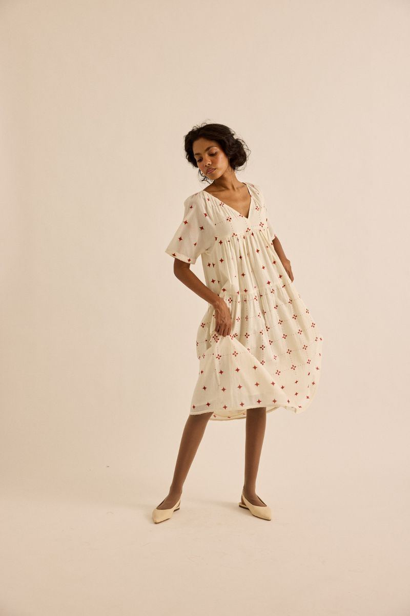 Starveil Dress mul dress by Khara Kapas in off-white for women in Singapore